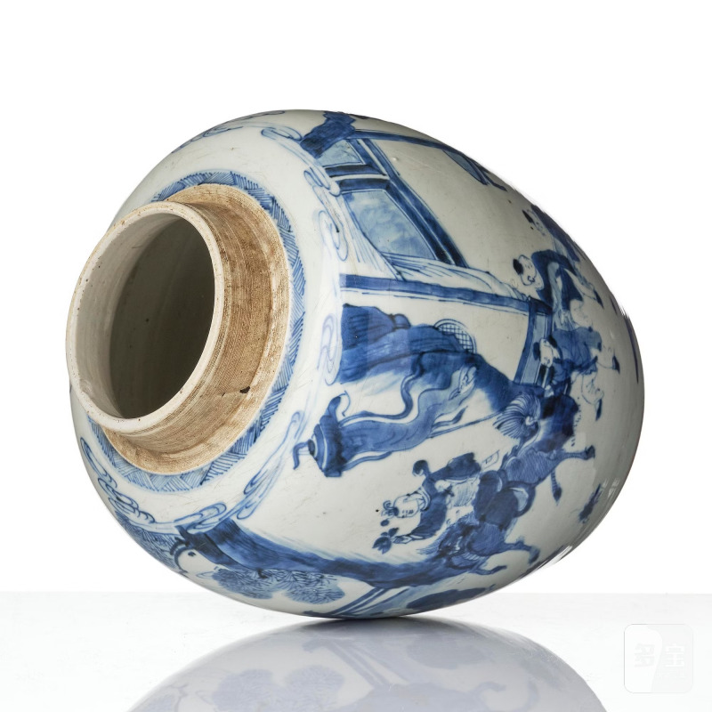 A blue and white 'boys at play' jar, - 图6